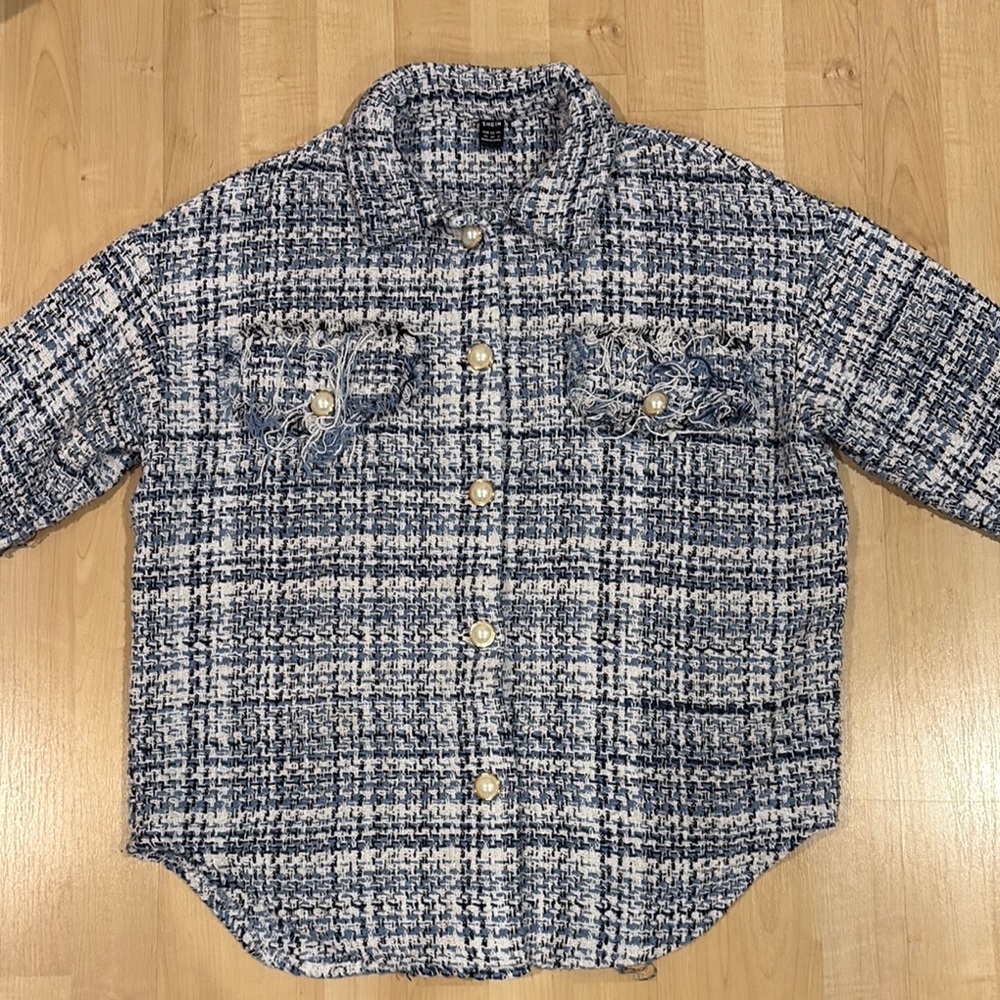 Blue and White Plaid Shirt